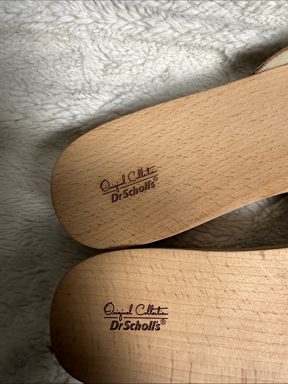 Dr. Scholl's Tan Wooden-Look Slide Sandals - Picture 2 of 4